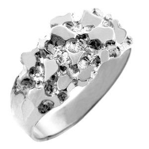 925 Sterling Silver Bold Nugget Men Knight Ring